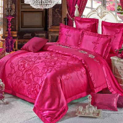 Silk Satin Jacquard Bedding Duvet Cover Set