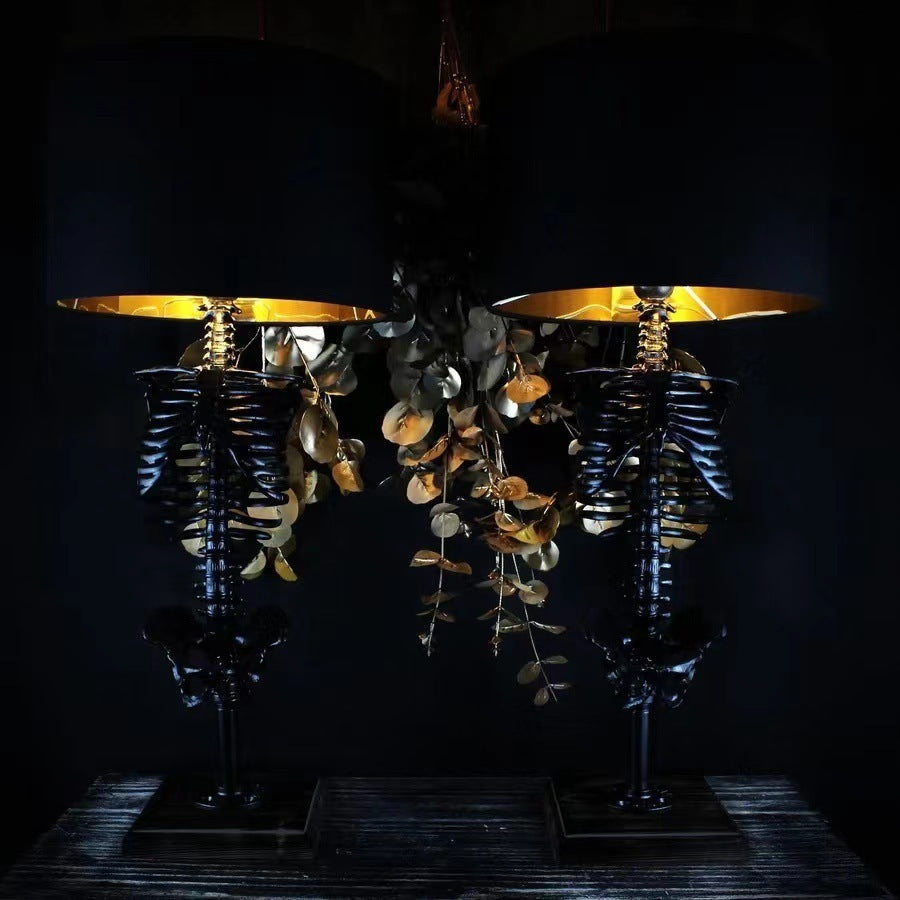 Gothic Skeleton Table Lamp-Spooky Skull Lamp Home Decor