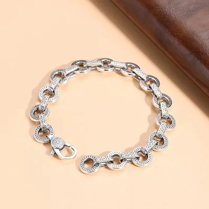 925 Sterling Silver Men's Bracelet-Solid Chain Design